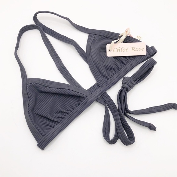 𝅺Chloe Rose Gray ribbed bikini top - Picture 10 of 13